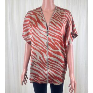 Women's Michael Michael Kors Zebra Stripe Full Zip Front Top Size XS